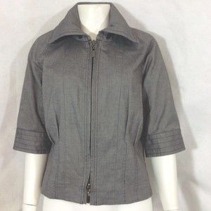 NWT Kenneth Cole NY Zip Blouse Shirt Jacket Gray Womens Top Size 6 MSRP $139